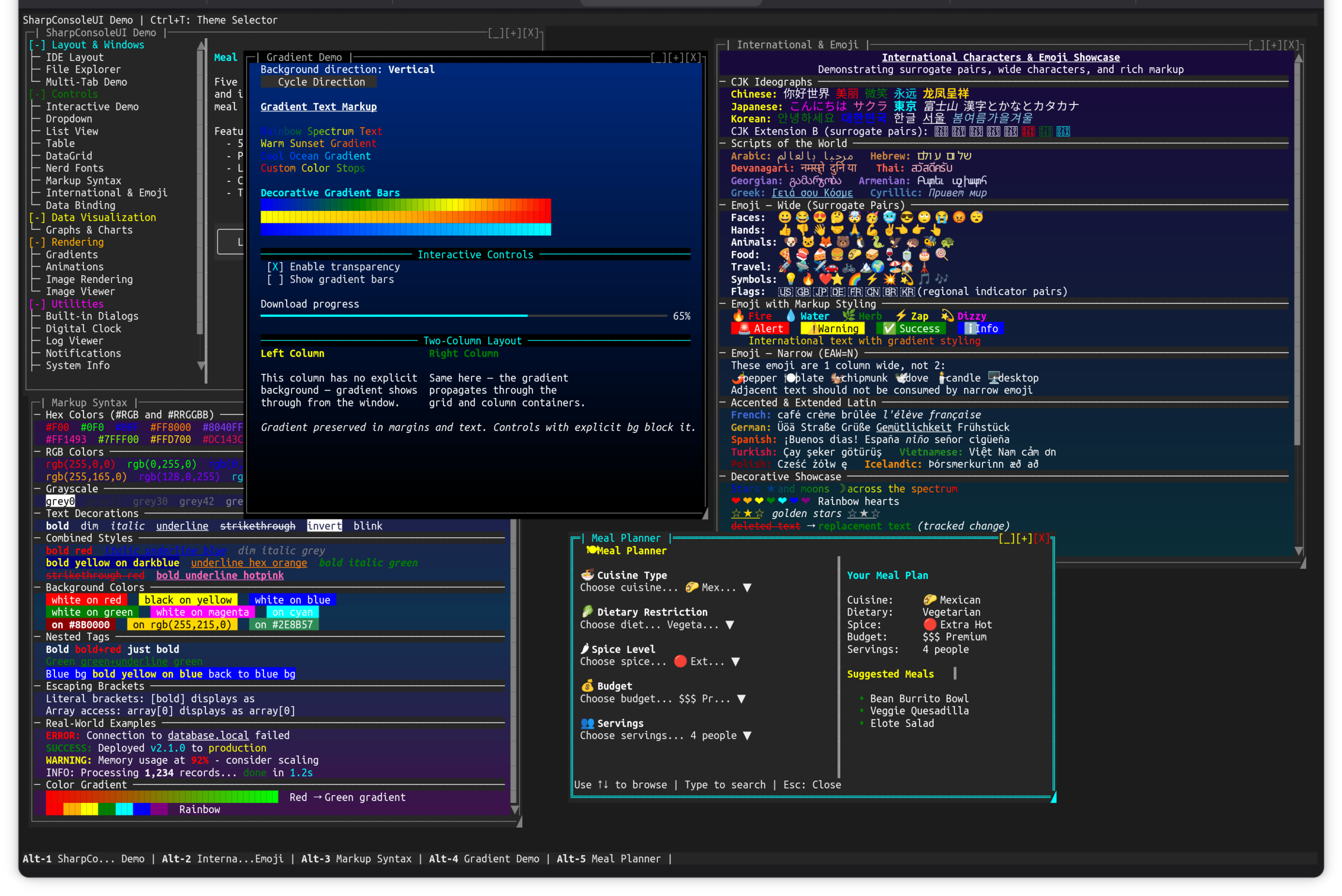 Markup, gradients and dialogs