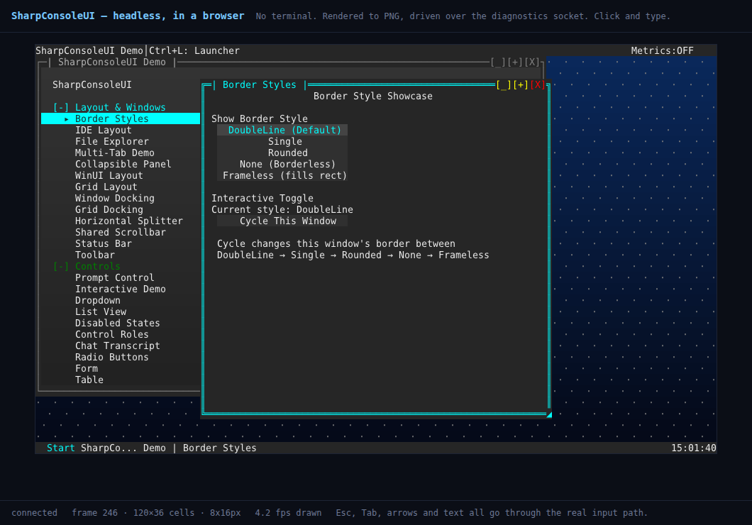 DemoApp running in a browser