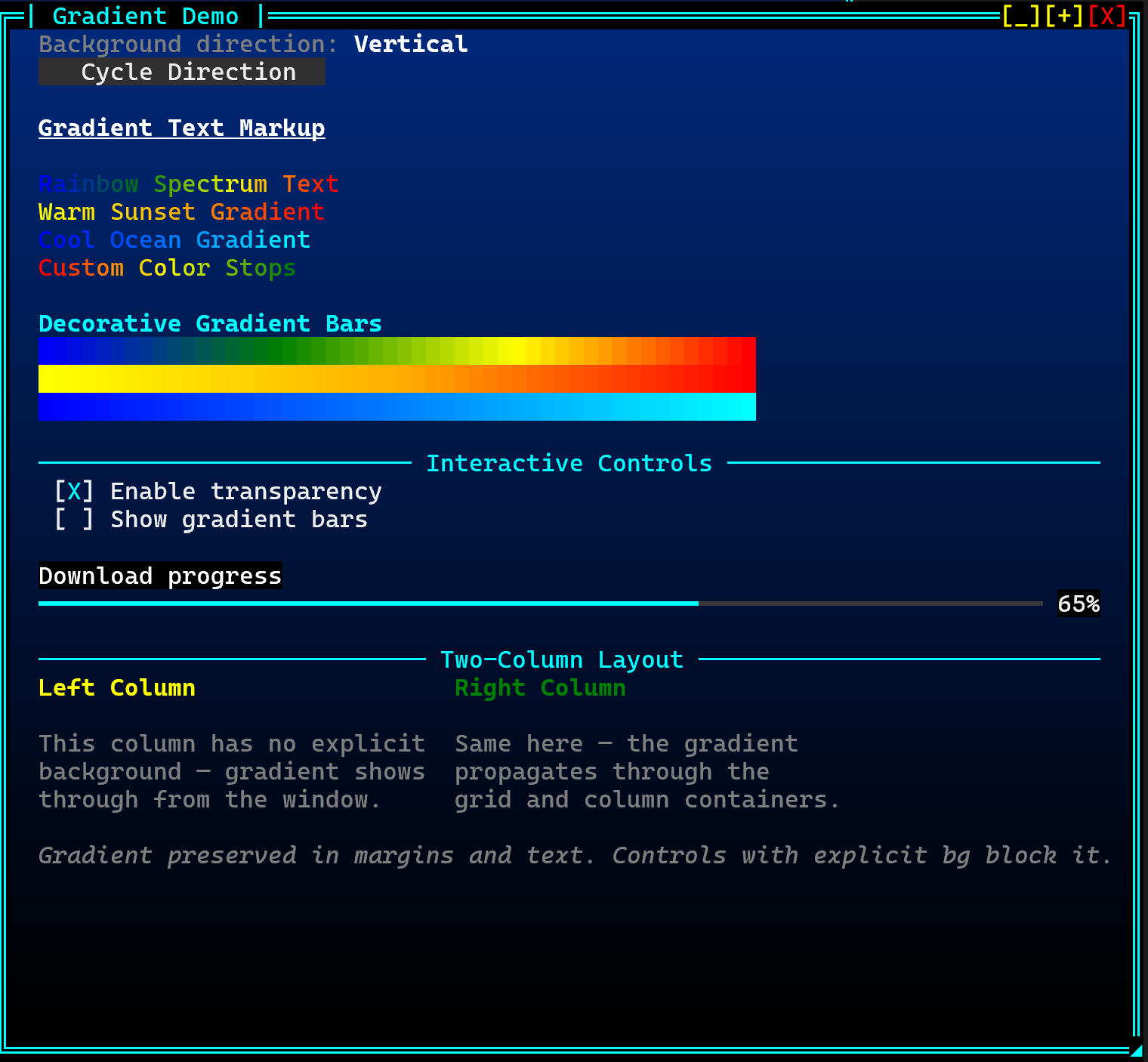 Gradient compositor — propagation through transparent controls