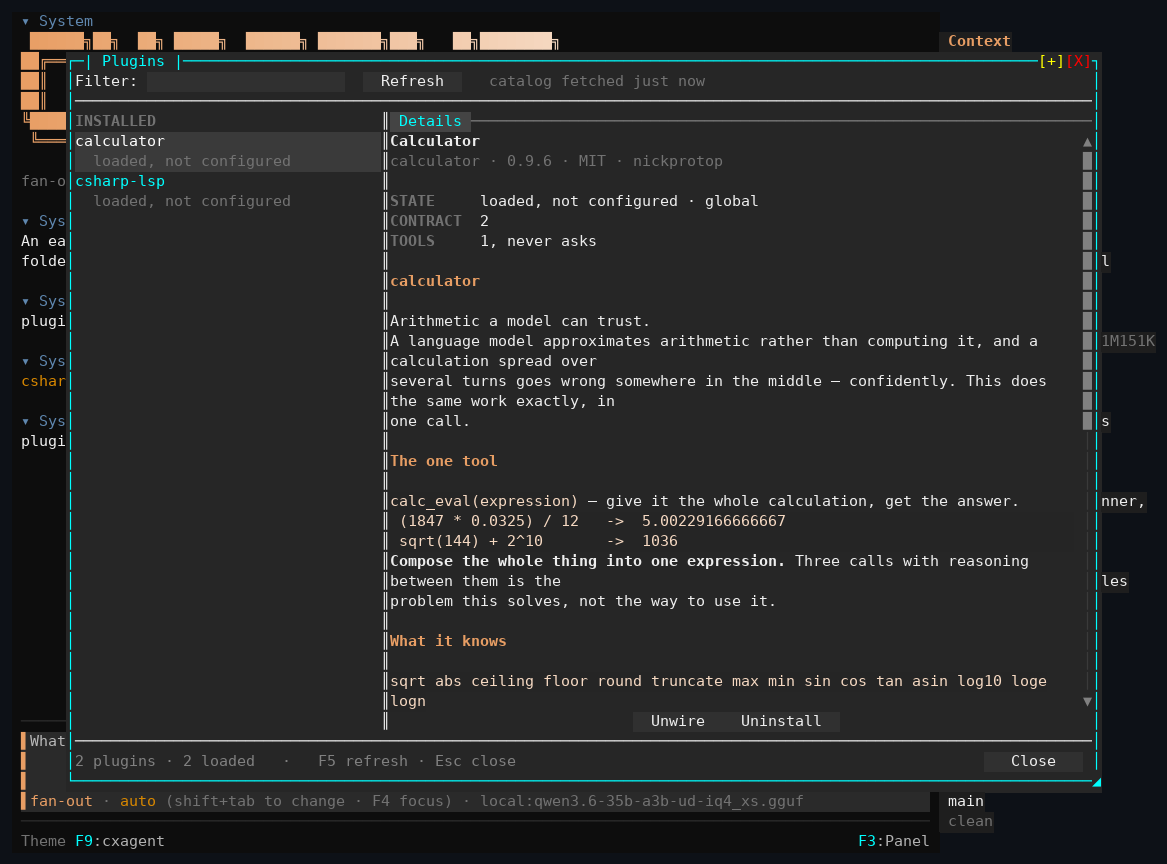 Two plugins installed and loaded, from the catalog