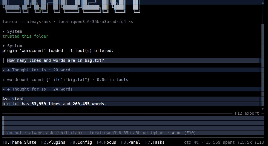 The model answering from wordcount_count